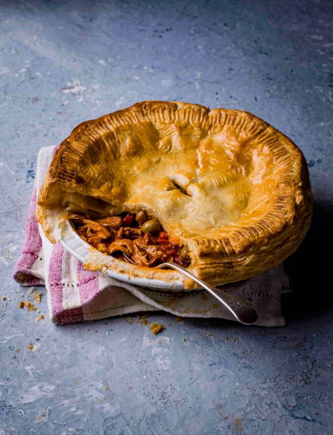 Spanish chicken pie with chorizo and olives recipe Sainsbury's Magazine